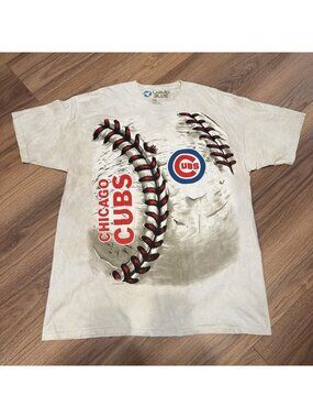 Chicago Cubs Baseball Liquid Blue T Shirt Mens XL All Over Print Graphic